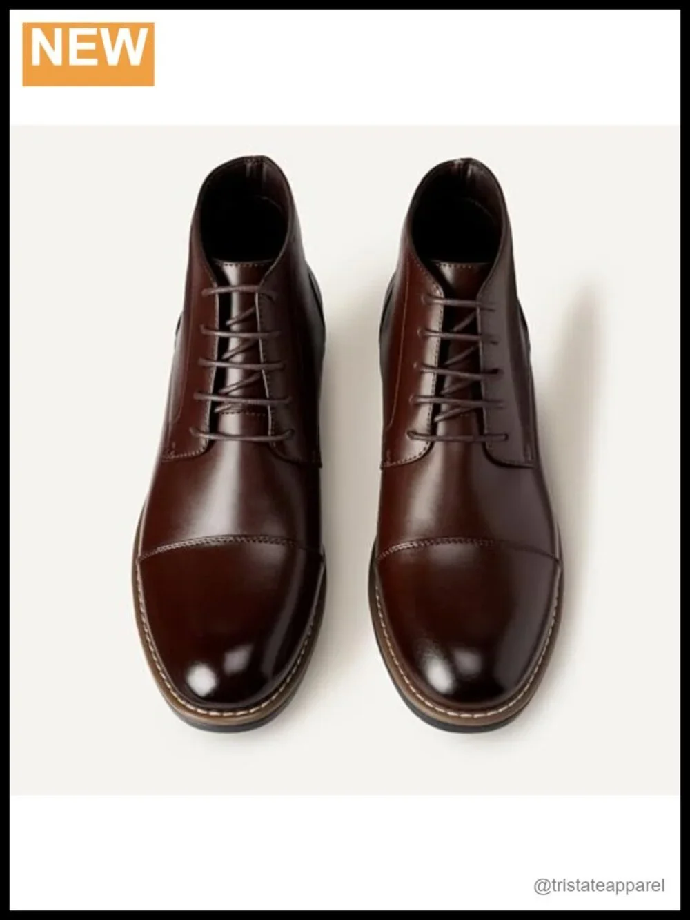 Men's Cap Toe Lace Up Ankle Dress Boots Faux Leather